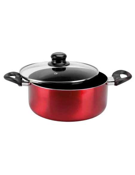 Faitout Diamètre 24 cm, Hauteur 17 cm, Épaisseur 2,5mm, Rouge métallisé