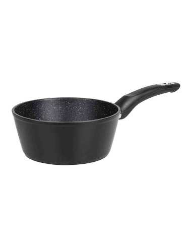 Casserole Aluminium forgé, Diamètre 18 cm, Hauteur 8 cm, Épaisseur 2mm, Granité 3 couches, Noir