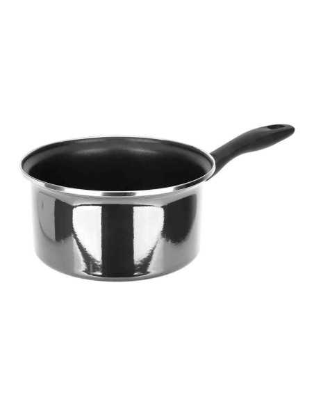 Casserole Acier, Diamètre 20 cm, Hauteur 10.5 cm, Epaisseur 1 mm, Noir brillant