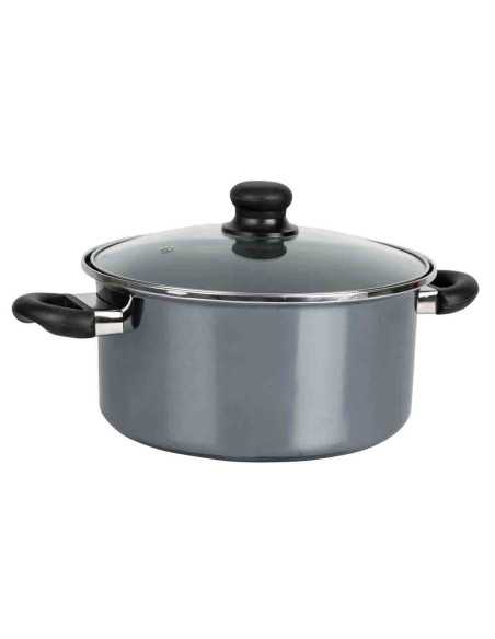 Faitout Acier, Diamètre 24 cm, Hauteur 12.5 cm, Epaisseur 1 mm, Noir brillant