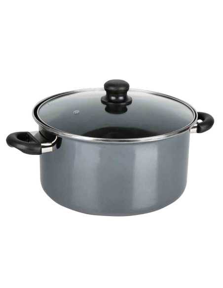 Faitout Acier, Diamètre 28 cm, Hauteur 15.5 cm, Epaisseur 1 mm, Noir brillant