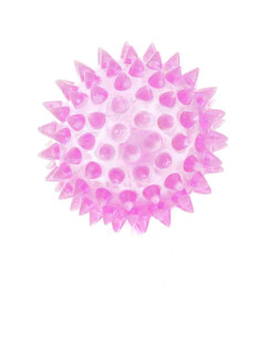 Balle caoutchouc et picots-sonore 6 cm, rose ou bleu
