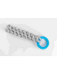 Jouet chien corde 29 cm avec anneau bleu