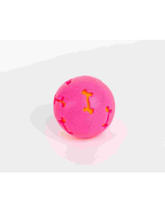 Jouet chien balle TPR diam. 7 cm rose et orange