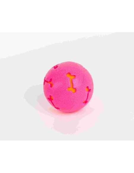 Jouet chien balle TPR diam. 7 cm rose et orange