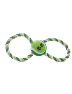 Corde forme 8, 25x8 cm, balle tennis 6 cm, vert bleu