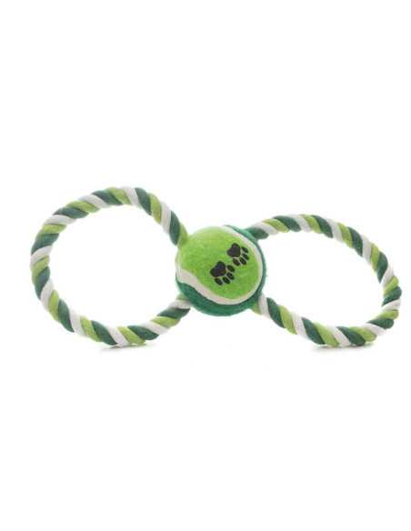 Corde forme 8, 25x8 cm, balle tennis 6 cm, vert bleu