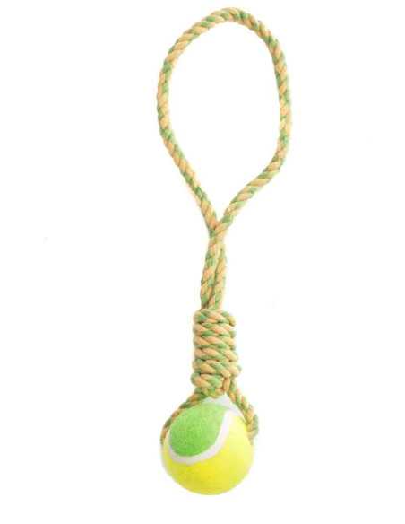 corde 38 cm, balle tennis 6 cm, vert jaune