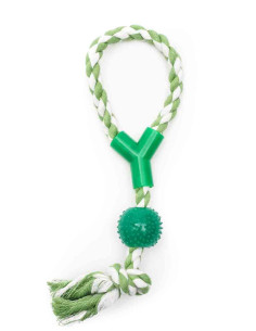 corde 33 cm, balle caoutchouc picots, vert blanc