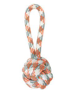 Corde 22 cm, balle en corde 9, blanc, gris et orange