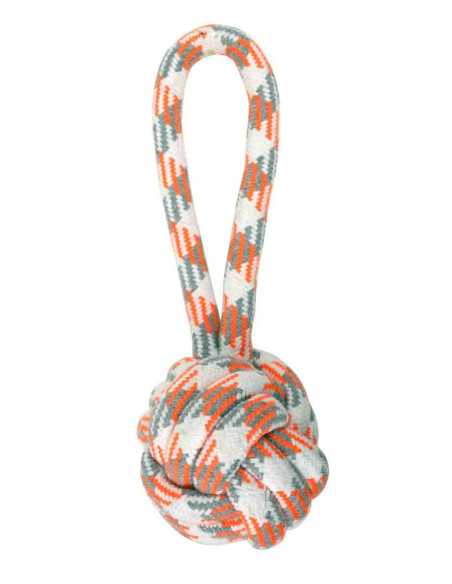 Corde 22 cm, balle en corde 9, blanc, gris et orange