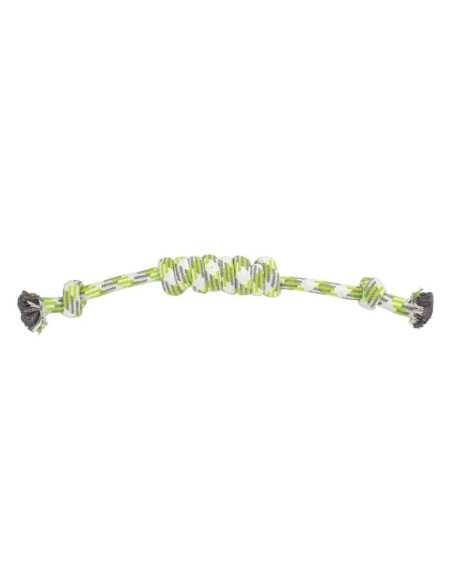 Corde scoubidou, coton, 50 cm, blanc, gris et vert