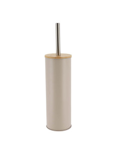 Brosse Wc Metal Couvercle Bambou - Taupe