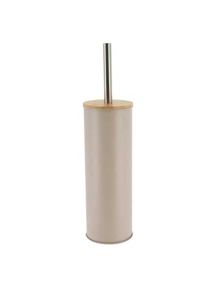 Brosse Wc Metal Couvercle Bambou - Taupe