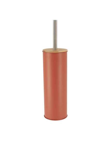 Brosse Wc Metal Couvercle Bambou - Terracotta