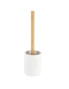 Brosse Wc Polyresine - Blanc/Bambou