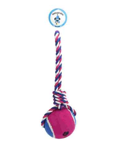 Corde 2x47 cm, balle tennis XL 15 cm, bleu fuschia