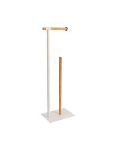 Derouleur Et Reserve Papier Wc Metal /Bambou - Blanc/Bambou