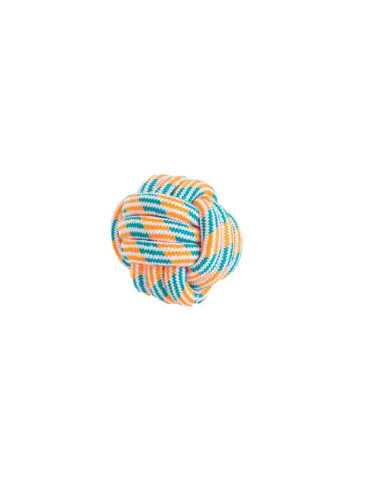 Jouet chien balle corde coton diam. 11 cm, vert, orange, blanc