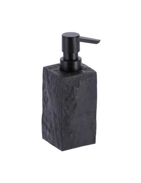 Distributeur de Savon 260 ml en Polyrésine Effet Pierre – Carré Noir Mat