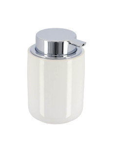 Distributeur A Savon Dolomite Rond Pompe Chrome 235 Ml - Blanc