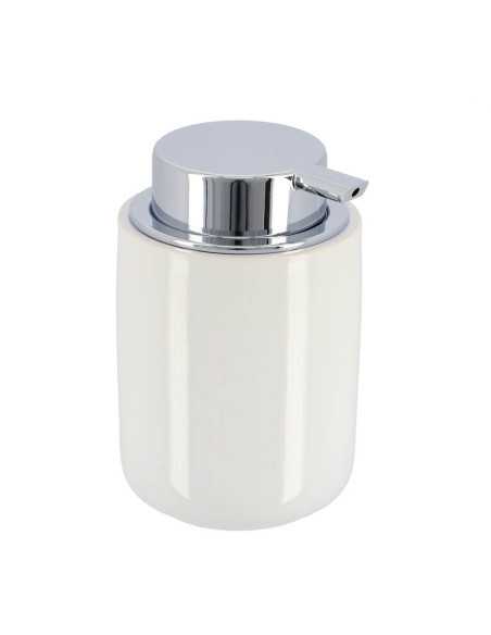Distributeur A Savon Dolomite Rond Pompe Chrome 235 Ml - Blanc