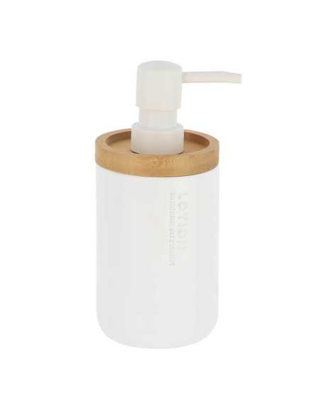 Distributeur A Savon Polyresine 280 Ml - Blanc/Bambou