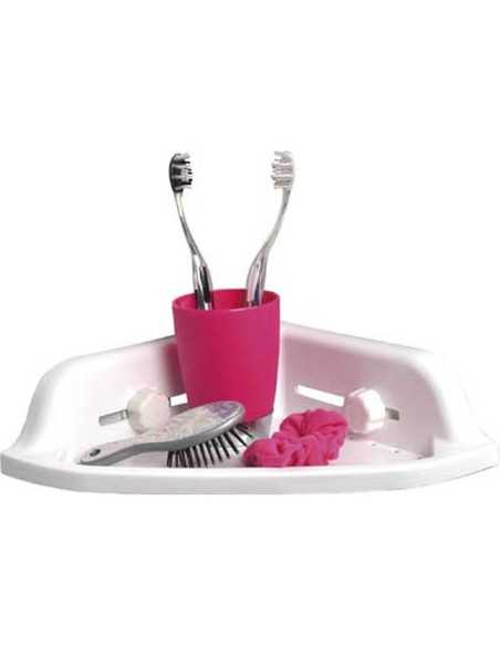 Etagere D'Angle Pp Sur Ventouses - Blanc