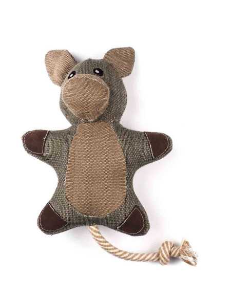 Peluche cochon pouet-pouet 38x20x8 cm, marron gris beige
