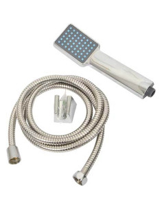 Kit Douchette 1 Fonction Forme Carree/Flexible Extensible Acier Inox.180 A 230 Cm - Chrome