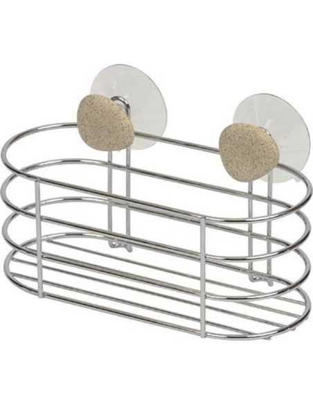 Panier Oval Metal Sur 2 Ventouses/2 Deco - Galet