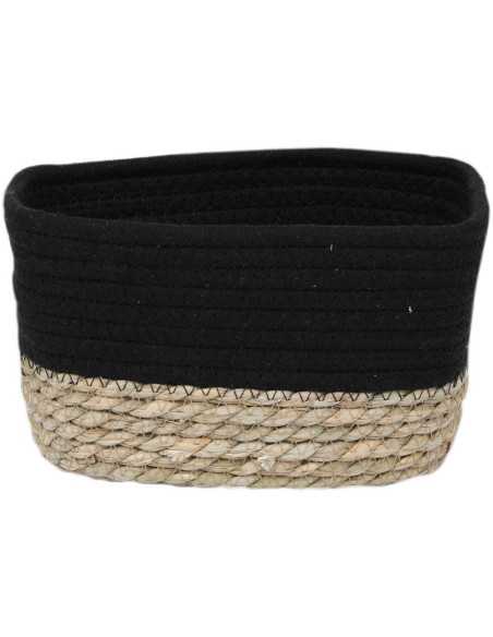 Panier Rectangulaire Gm Coton / Matiere Vegetale 23X15X13,5 Cm - Noir/Naturel
