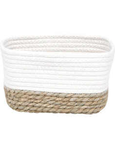 Panier Rectangulaire Gm Coton / Matiere Vegetale 23X15X13.5 Cm - Blanc/Naturel