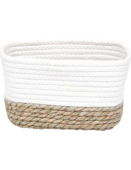 Panier Rectangulaire Gm Coton / Matiere Vegetale 23X15X13.5 Cm - Blanc/Naturel