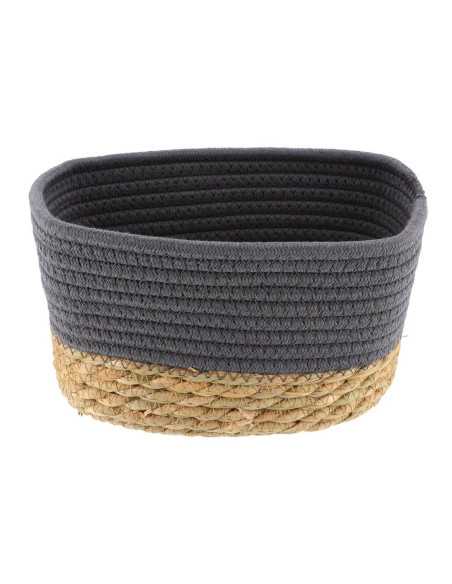 Panier Rectangulaire Gm Coton/Matiere Vegetale 23X15X13.5 Cm - Gris/Naturel