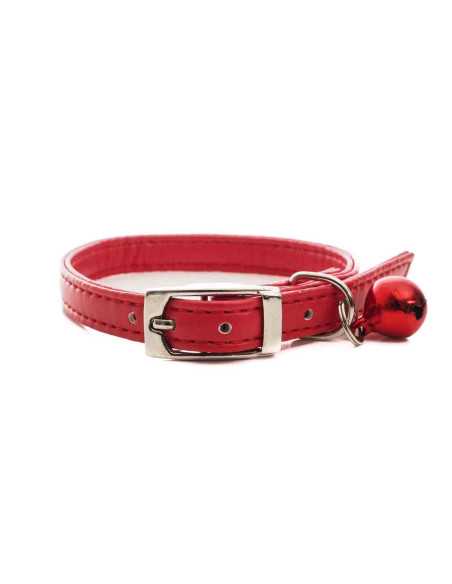 collier chat imitation cuir, 31x1 cm, rouge