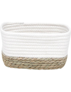Panier Rectangulaire Mm Coton / Matiere Vegetale 21X13X12 Cm - Blanc/Naturel