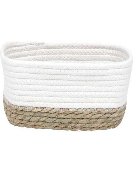 Panier Rectangulaire Mm Coton / Matiere Vegetale 21X13X12 Cm - Blanc/Naturel