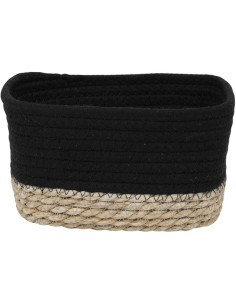 Panier Rectangulaire Mm Coton / Matiere Vegetale 21X13X12 Cm - Noir/Naturel
