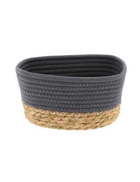 Panier Rectangulaire Mm Coton/Matiere Vegetale 21X13X12 Cm - Gris/Naturel