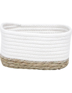 Panier Rectangulaire Pm Coton / Matiere Vegetale 19X11X10 Cm - Blanc/Naturel