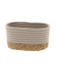 Panier Rectangulaire Pm Coton / Matiere Vegetale 19X11X10 Cm - Taupe/Naturel
