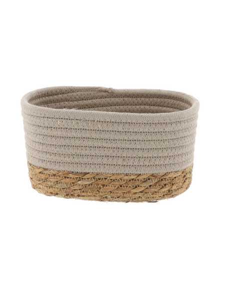 Panier Rectangulaire Pm Coton / Matiere Vegetale 19X11X10 Cm - Taupe/Naturel