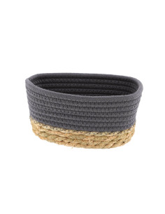 Panier Rectangulaire Pm Coton/Matiere Vegetale 19X11X10 Cm - Gris/Naturel