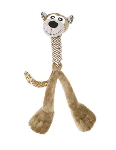 Peluche singe sonore, cou en corde, 50 cm, brun