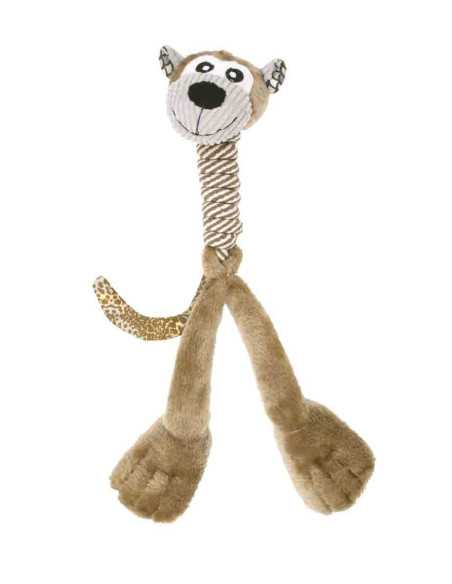 Peluche singe sonore, cou en corde, 50 cm, brun