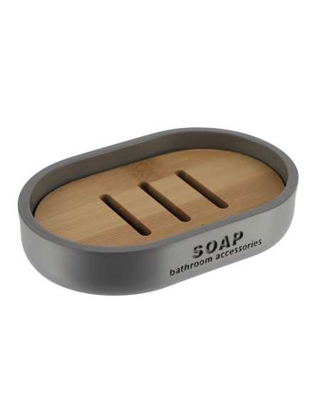 Porte Savon Polyresine - Gris/Bambou