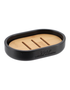 Porte Savon Polyresine - Noir /Bambou