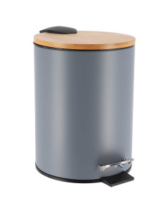 Poubelle Metal Frein De Chute 2,5L - Gris/Bambou