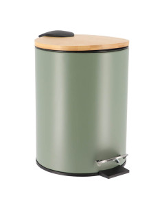 Poubelle Metal Frein De Chute 2,5L - Kaki/Bambou